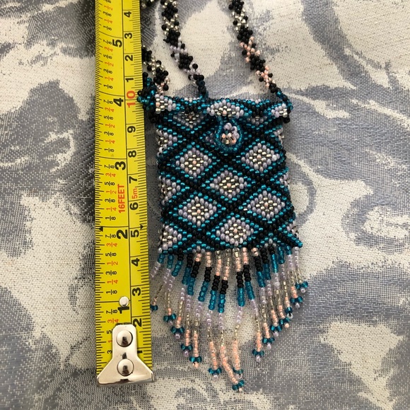 Southwestern Blue Beaded Medicine Bag Necklace NWOT - Picture 7 of 7